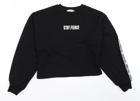 Candy Couture Girls Black   Pullover Sweatshirt Size 14 Years