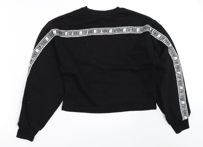 Candy Couture Girls Black   Pullover Sweatshirt Size 14 Years