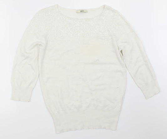 Womens UK Size S Oasis White Pullover Jumper
