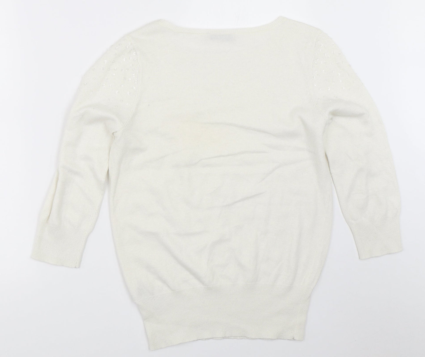 Womens UK Size S Oasis White Pullover Jumper