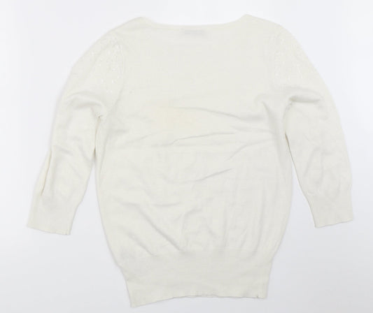 Womens UK Size S Oasis White Pullover Jumper