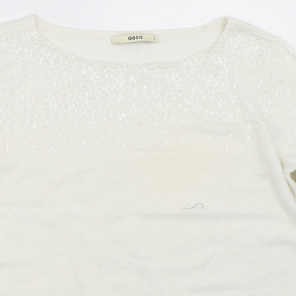 Womens UK Size S Oasis White Pullover Jumper