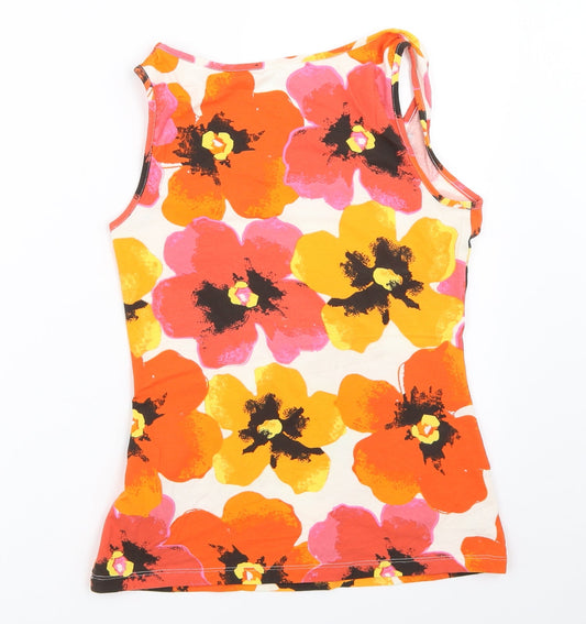 ESMARA Womens Orange Floral  Basic Tank Size S