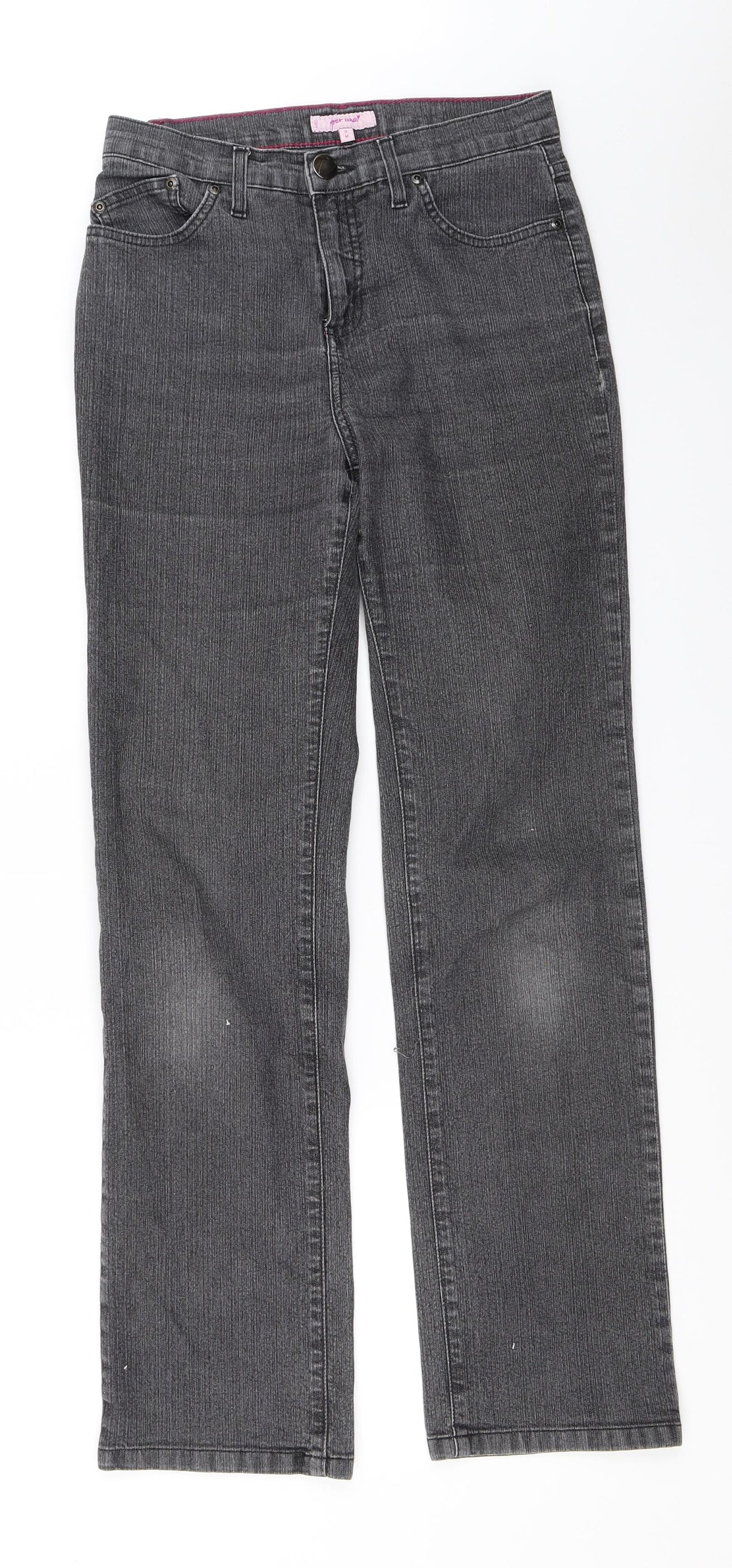 Per Una Womens Black  Denim Straight Jeans Size 8 L29.5 in