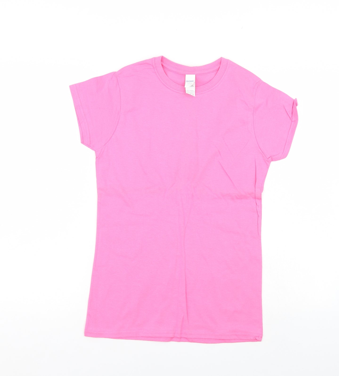 Womens UK Size M Gildan Pink Basic T-Shirt