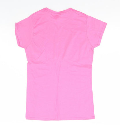 Womens UK Size M Gildan Pink Basic T-Shirt