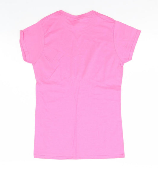 Womens UK Size M Gildan Pink Basic T-Shirt