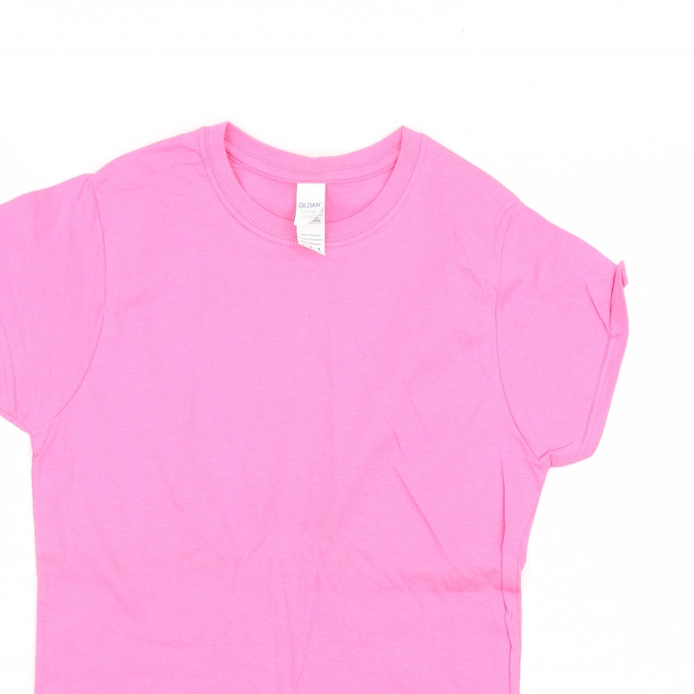 Womens UK Size M Gildan Pink Basic T-Shirt