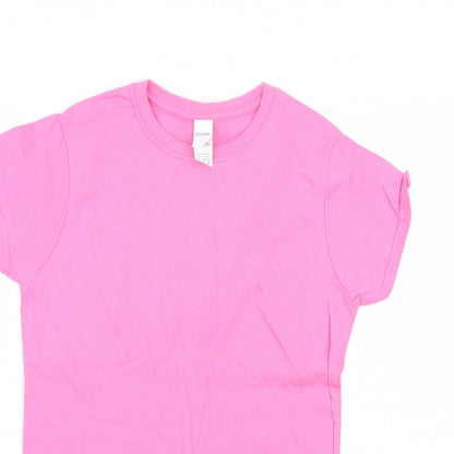 Womens UK Size M Gildan Pink Basic T-Shirt