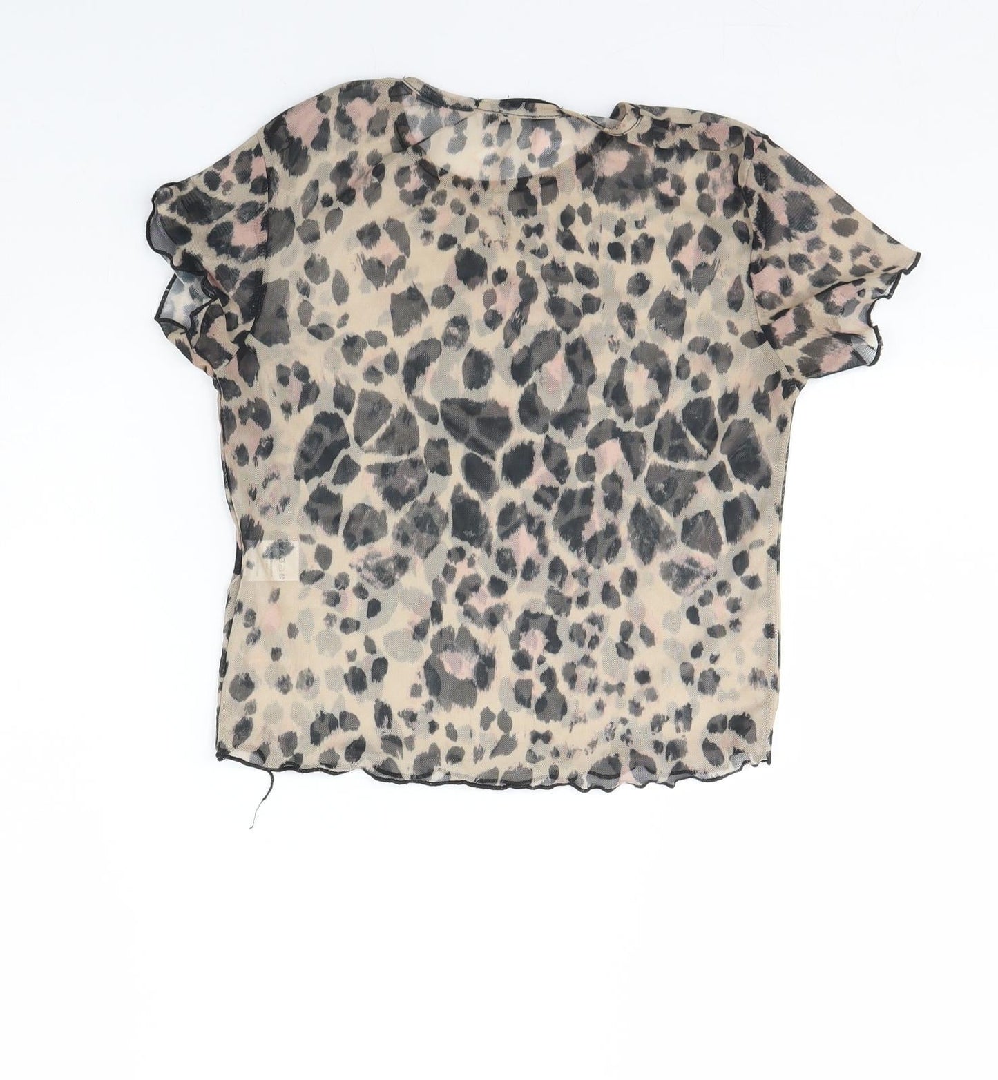 Carpe Diem Womens Brown Animal Print  Cropped T-Shirt Size S