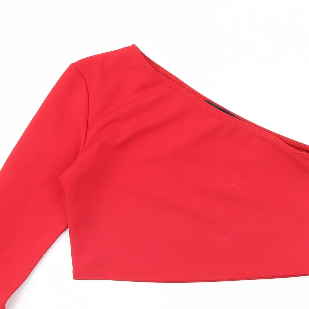 Womens UK Size S Misspap Red Basic Blouse