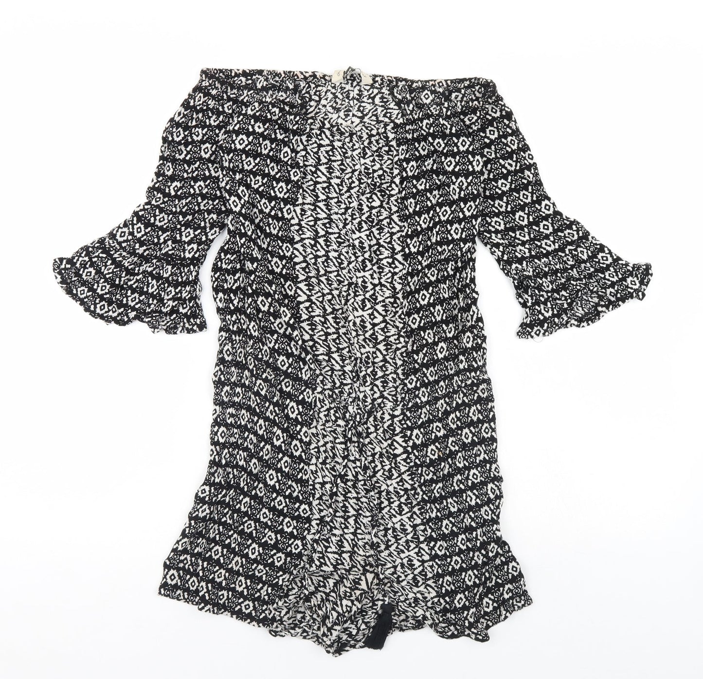 F&F Womens Black Geometric  Playsuit One-Piece Size 6