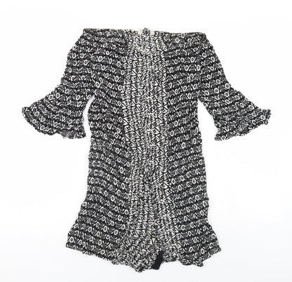 F&F Womens Black Geometric  Playsuit One-Piece Size 6