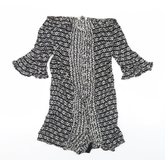 F&F Womens Black Geometric  Playsuit One-Piece Size 6