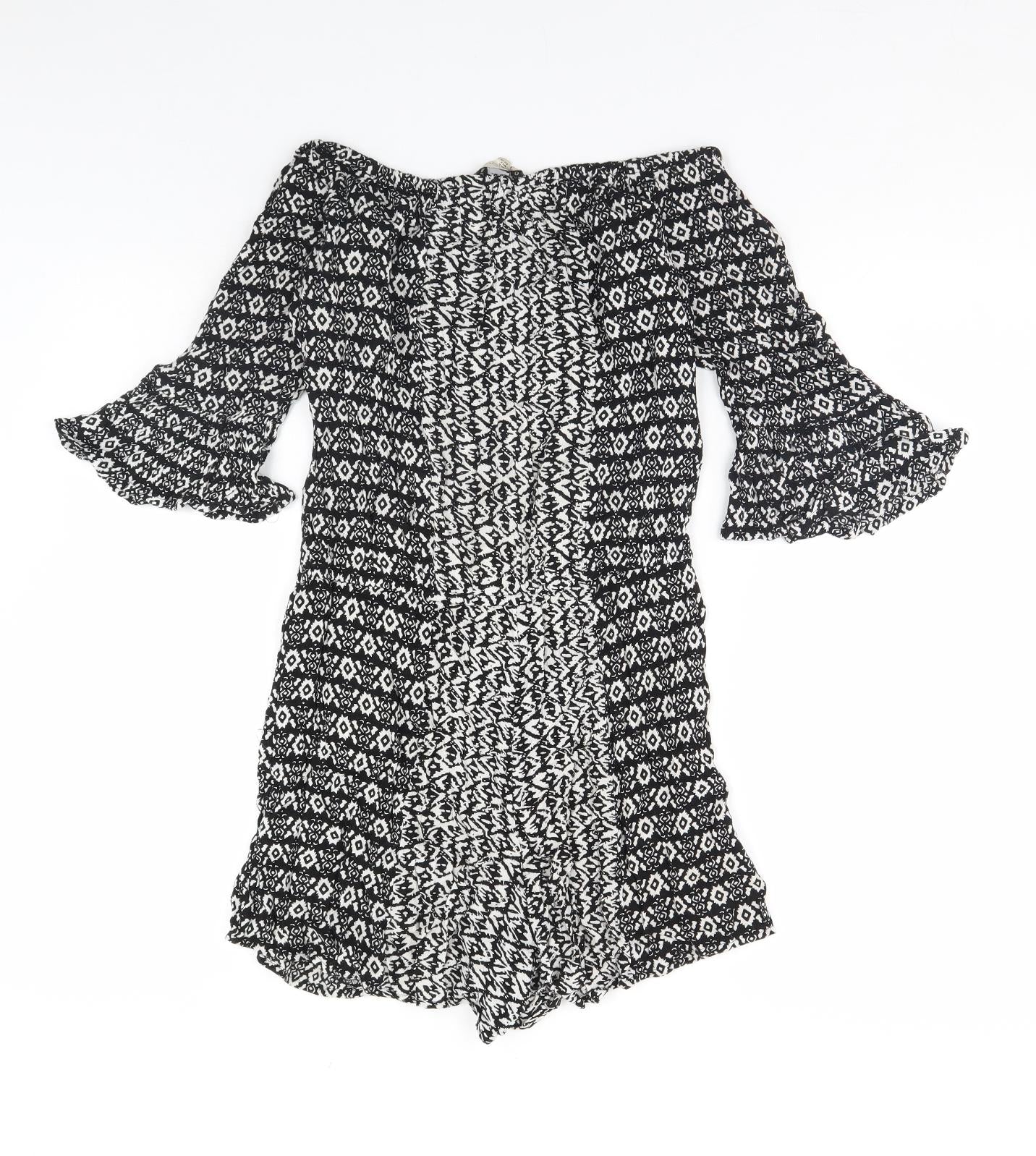 F&F Womens Black Geometric  Playsuit One-Piece Size 6