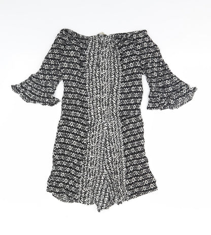 F&F Womens Black Geometric  Playsuit One-Piece Size 6