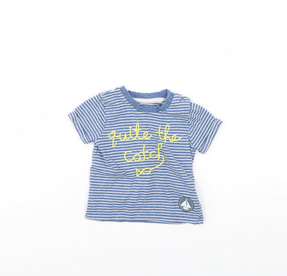 F&F Baby Blue Striped  Basic T-Shirt Size 6-9 Months
