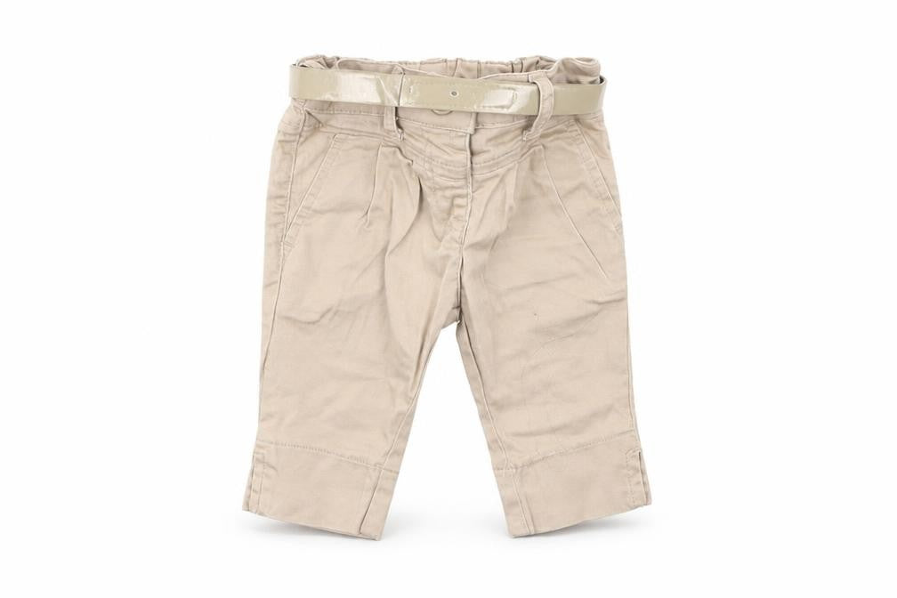 Front view of Preworn Baby Beige Denim Capri Jeans, size 3-6, Months