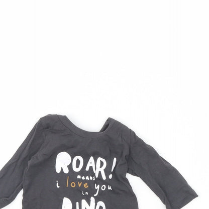 Preworn Baby Grey   Basic T-Shirt Size 0-3 Months  - Dinosaur