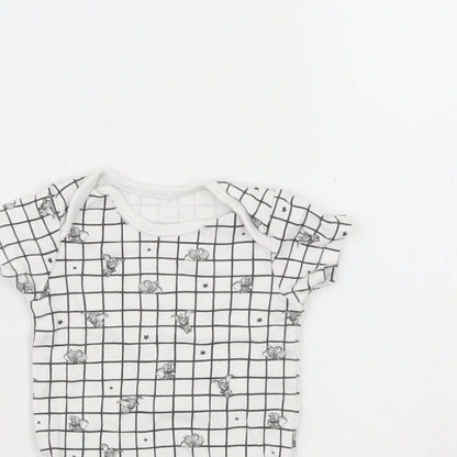 George Baby White Check  Babygrow One-Piece Size 0-3 Months  - Disney