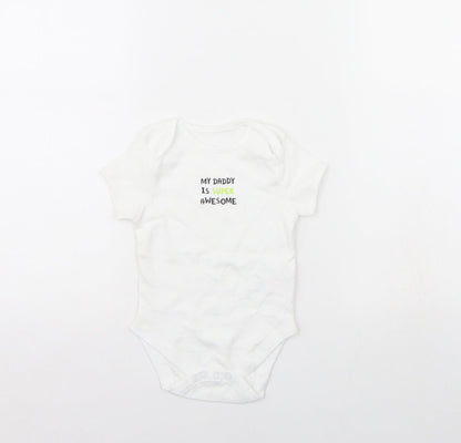 Primark Baby White   Babygrow One-Piece Size 9-12 Months  - my dad is the best