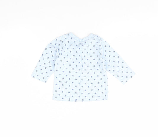 George Baby Blue Spotted  Basic T-Shirt Size 0-3 Months  - star detail