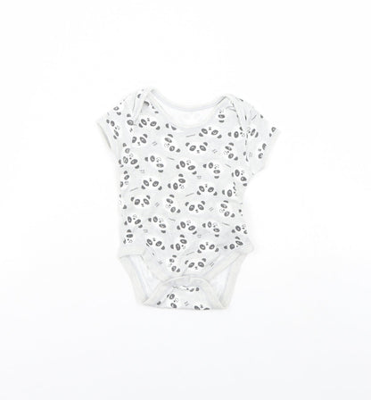 Primark Baby Grey Animal Print  Babygrow One-Piece Size 0-3 Months  - Panda