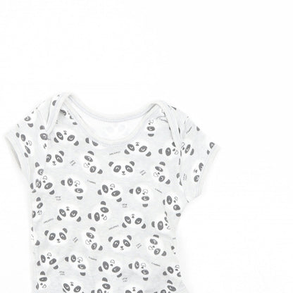 Primark Baby Grey Animal Print  Babygrow One-Piece Size 0-3 Months  - Panda