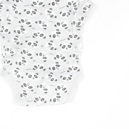 Primark Baby Grey Animal Print  Babygrow One-Piece Size 0-3 Months  - Panda