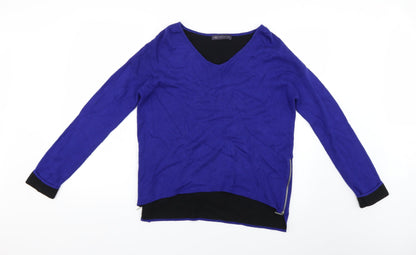 Womens UK Size 12 Marks and Spencer Blue Henley Jumper