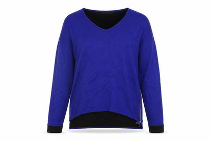 Marks & Spencer Womens Blue Houndstooth  Henley Jumper Size 12