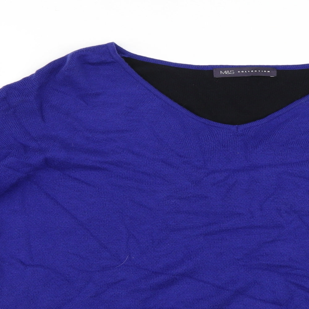 Womens UK Size 12 Marks and Spencer Blue Henley Jumper