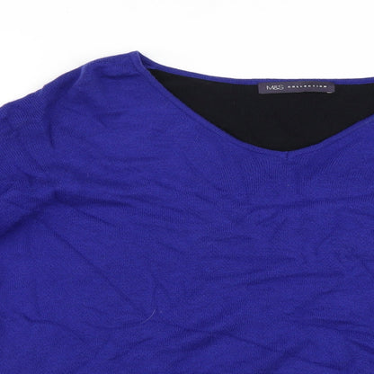 Womens UK Size 12 Marks and Spencer Blue Henley Jumper