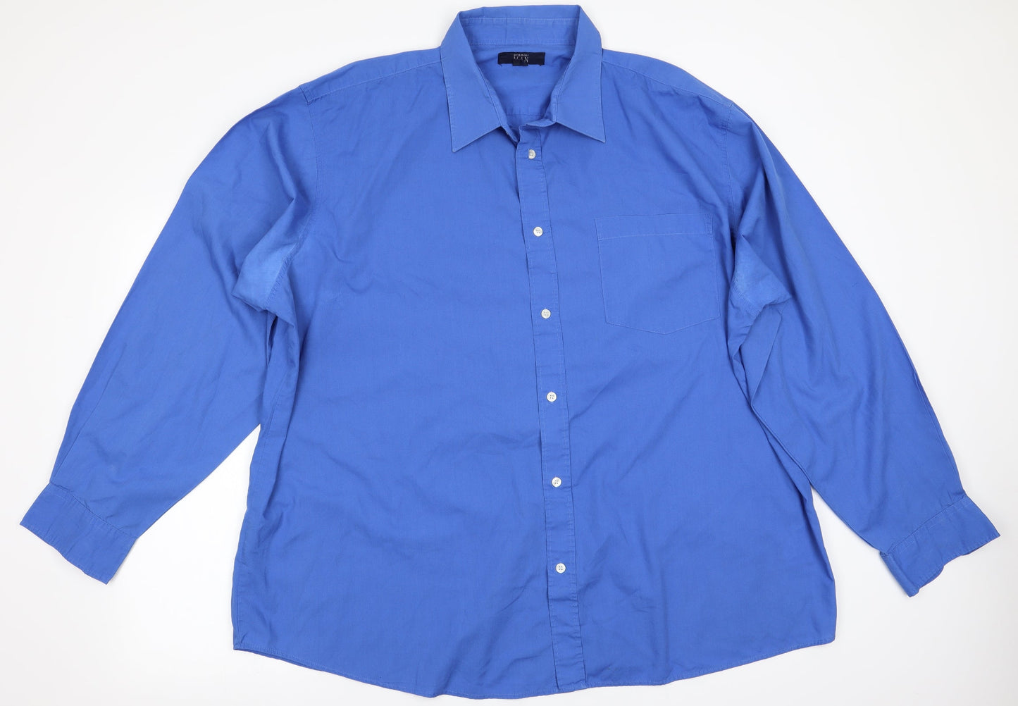 Mens UK Size  Premier Man Blue  Button-Up Long Sleeve Casual Shirt