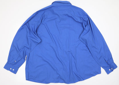 Mens UK Size  Premier Man Blue  Button-Up Long Sleeve Casual Shirt