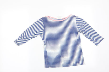 Kite Girls Blue Striped  Basic T-Shirt Size 9 Years  - Cat Face