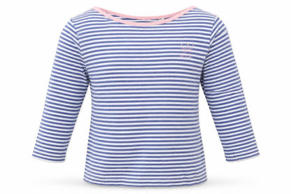 Kite Girls Blue Striped  Basic T-Shirt Size 9 Years  - Cat Face