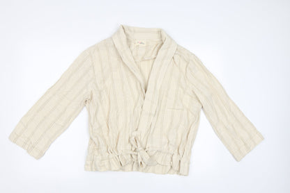 My Sunday Morning Womens Beige Striped  Jacket Blazer Size M