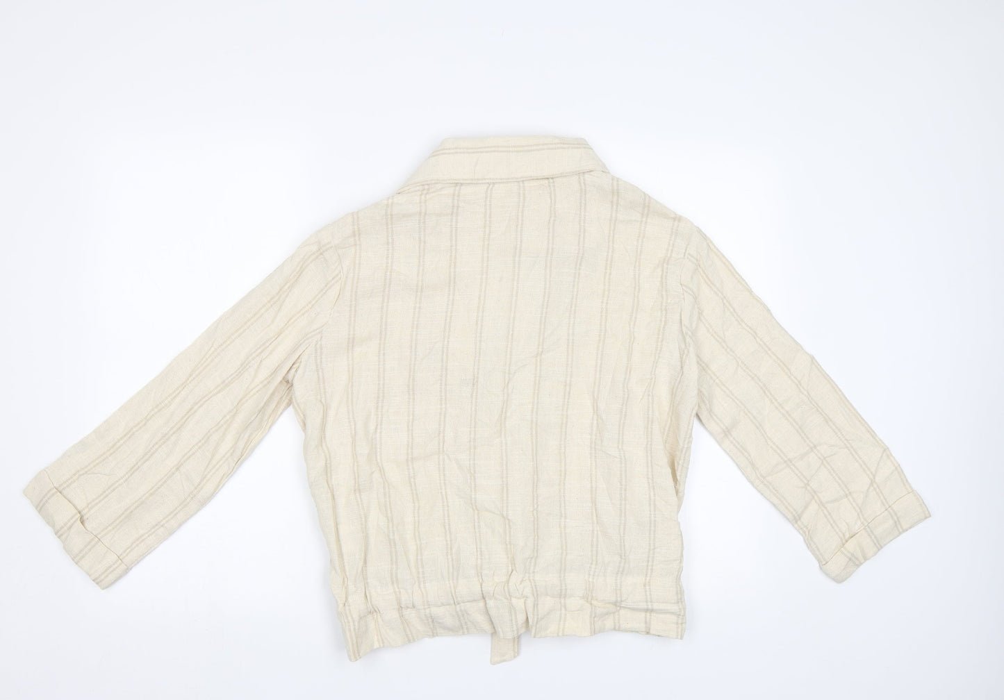 My Sunday Morning Womens Beige Striped  Jacket Blazer Size M