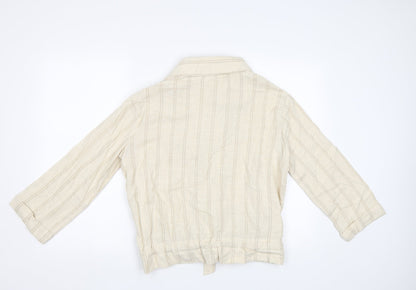 My Sunday Morning Womens Beige Striped  Jacket Blazer Size M