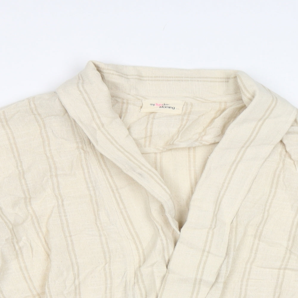 My Sunday Morning Womens Beige Striped  Jacket Blazer Size M