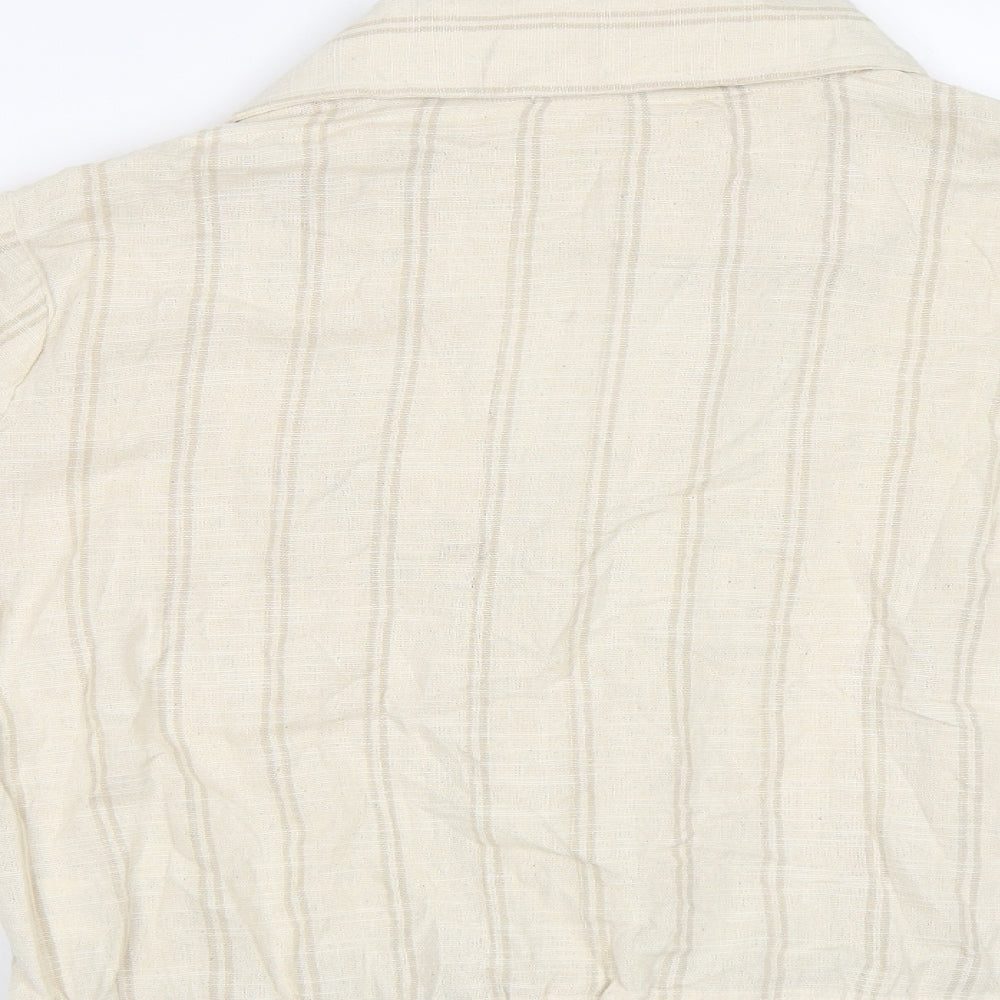 My Sunday Morning Womens Beige Striped  Jacket Blazer Size M