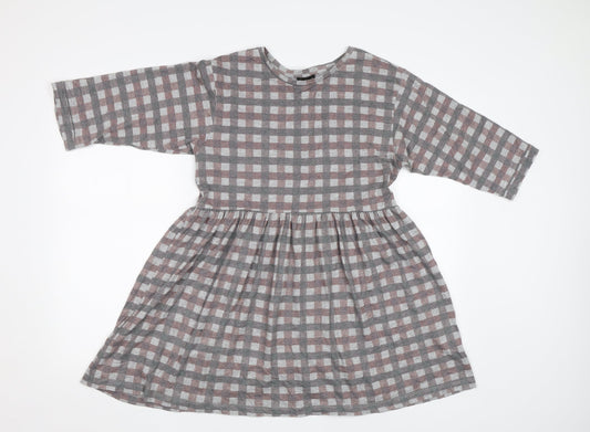 Topshop Womens Grey Check  Fit & Flare  Size 10