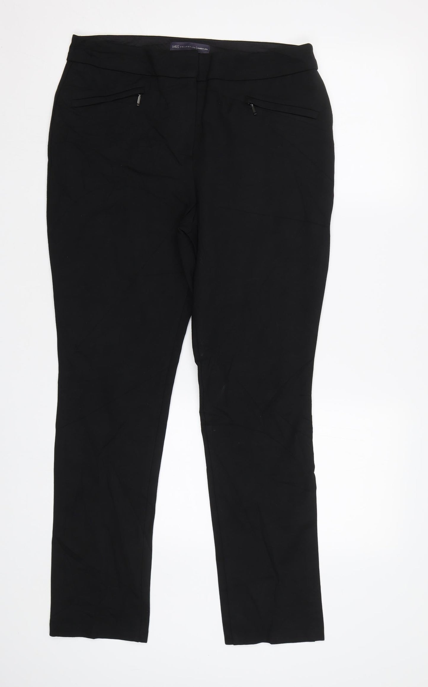 Womens UK Size 12 M&S Regular Fit Dress Pants Black Trousers