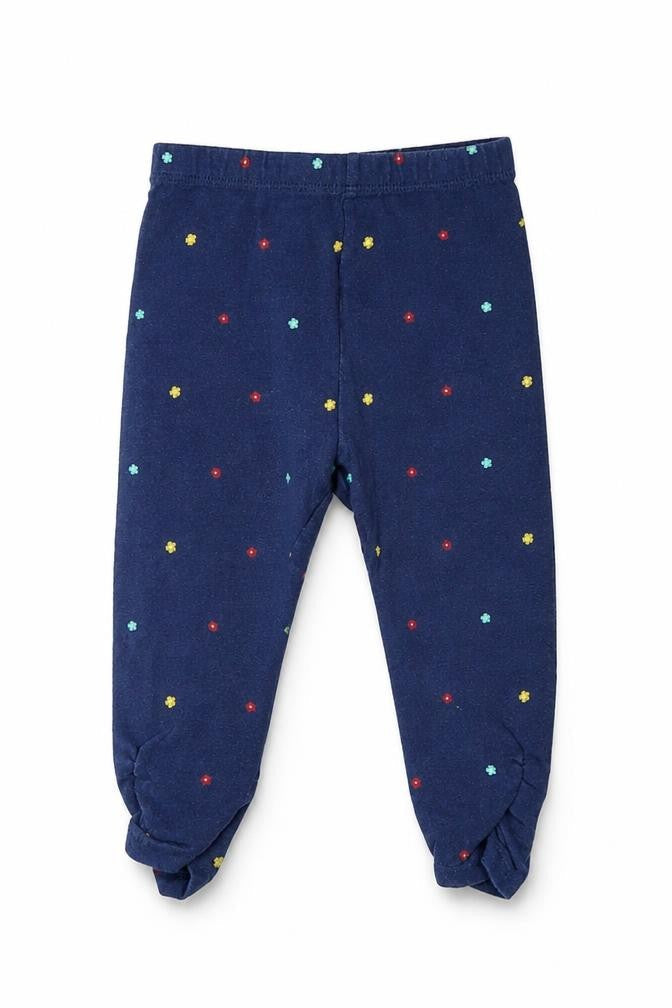 Front view of Mini Club Baby Blue Floral Jogger Leggings, size 9-12, Months