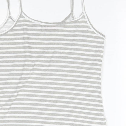TISSAIA Womens Grey Striped  Basic Tank Size 10