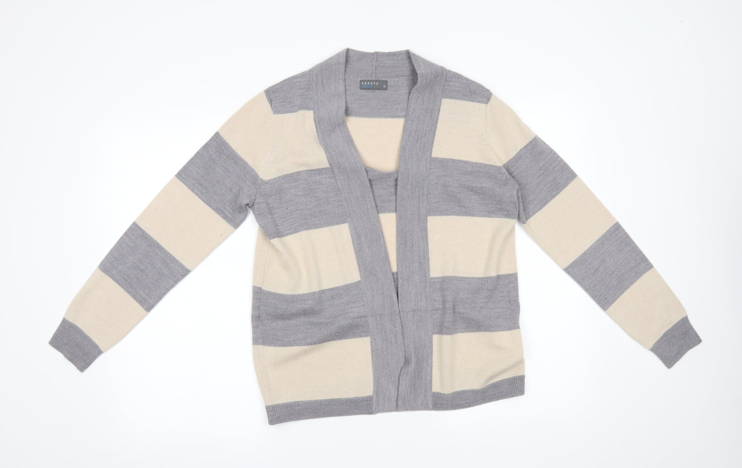 Womens UK Size 12 Papaya Beige Cardigan Jumper