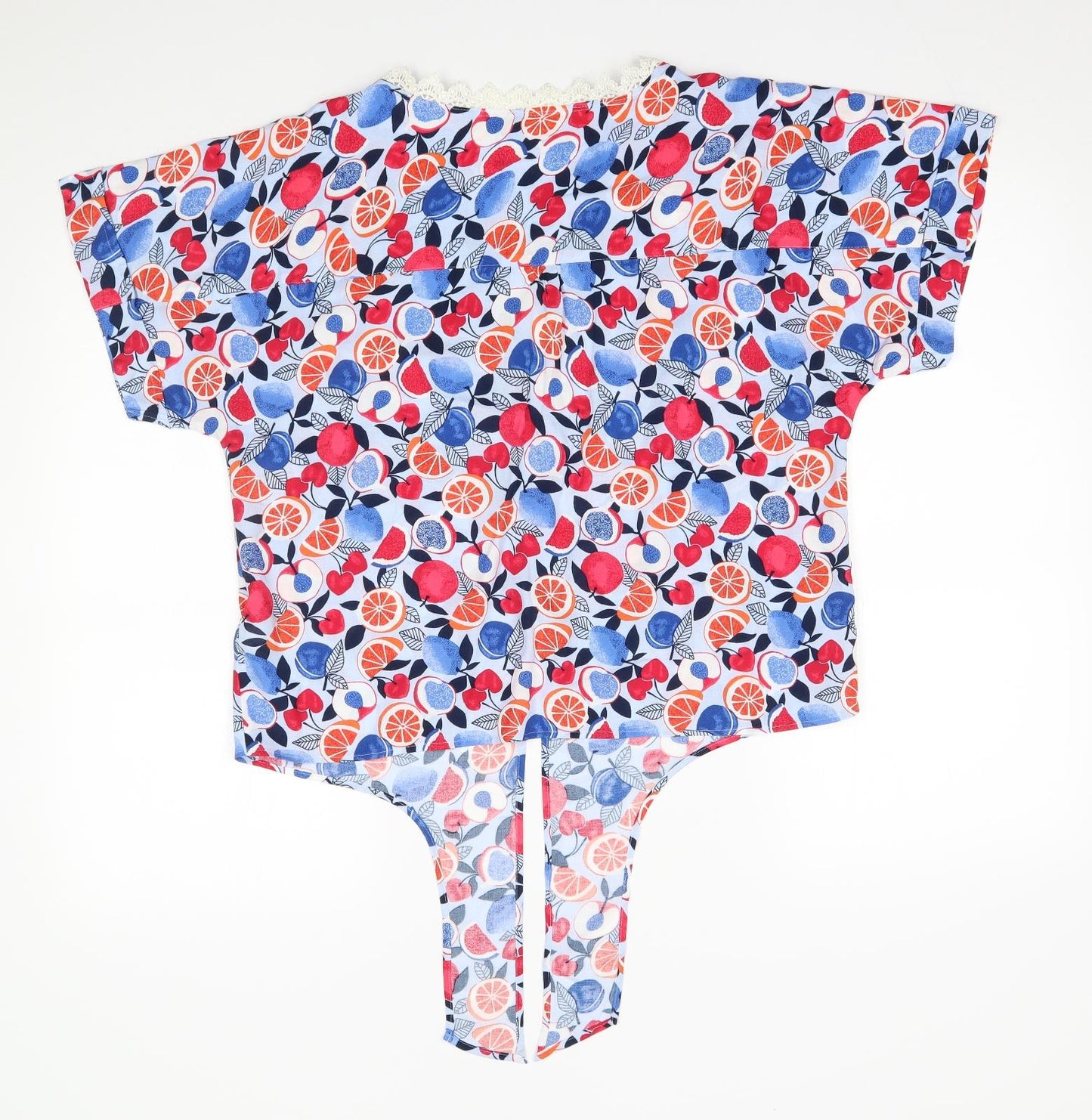 M&S Womens Blue Floral  Basic Blouse Size 12  - with ties