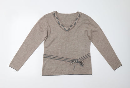 Womens UK Size M Preworn Beige Pullover Jumper
