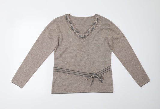 Womens UK Size M Preworn Beige Pullover Jumper